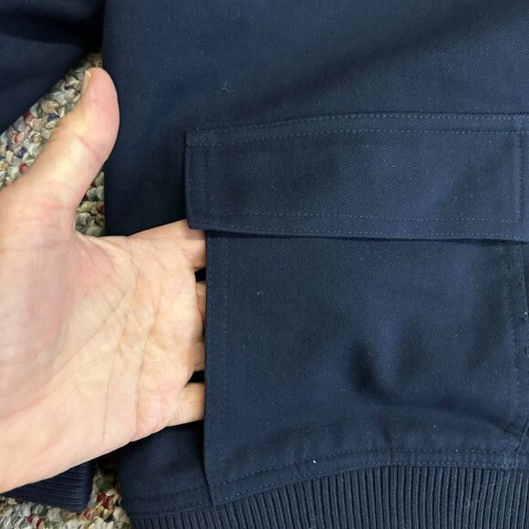 Jason Wu NWOT Women's Navy Snap Front Flap Pocket Bomber Style Jacket Size L - Picture 11 of 15
